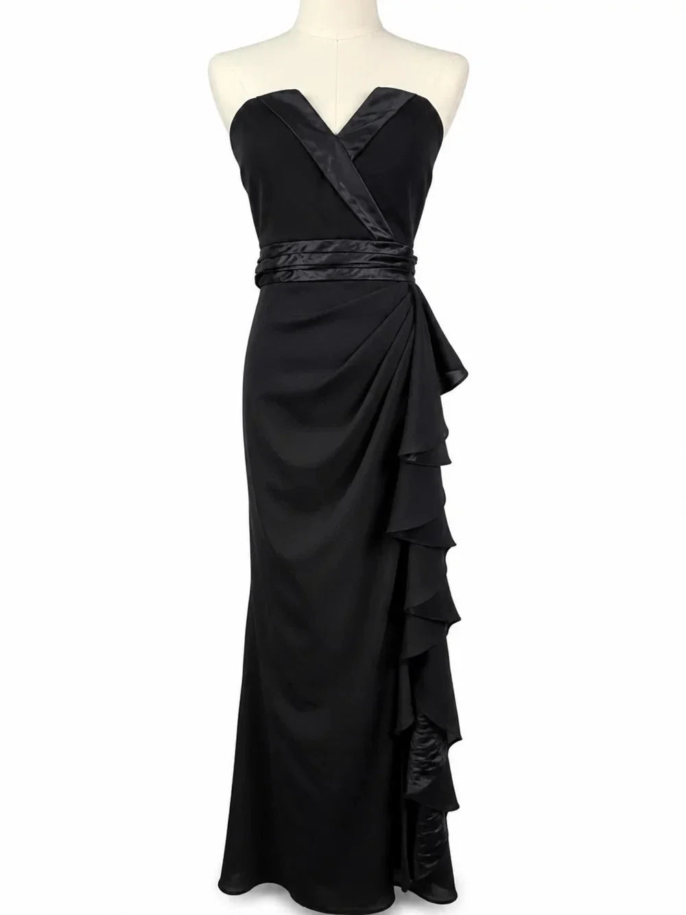Badgley Mischka Collection Black Strapless Ruffle Evening Gown Formal Dress 6